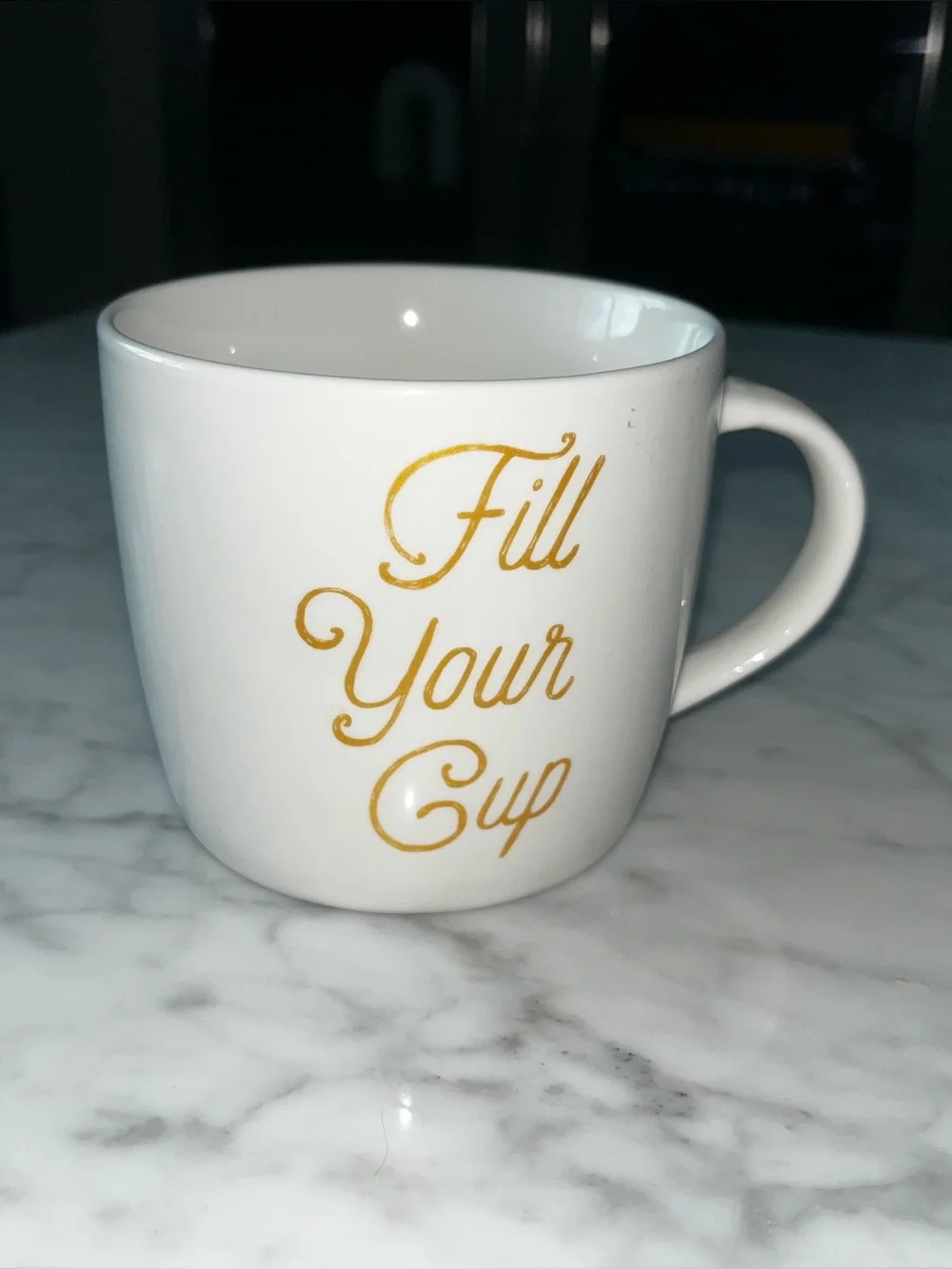 Starbucks fill your cup mug white gold